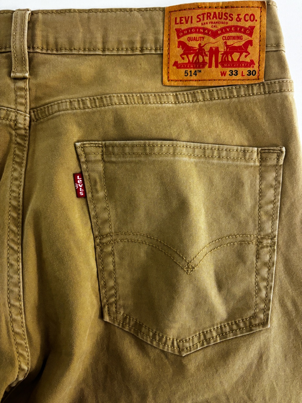 Levi’s 514 Men’s Straight Fit Stretch Jeans W33 L30 Mustard Brown Tan - Picture 8 of 14